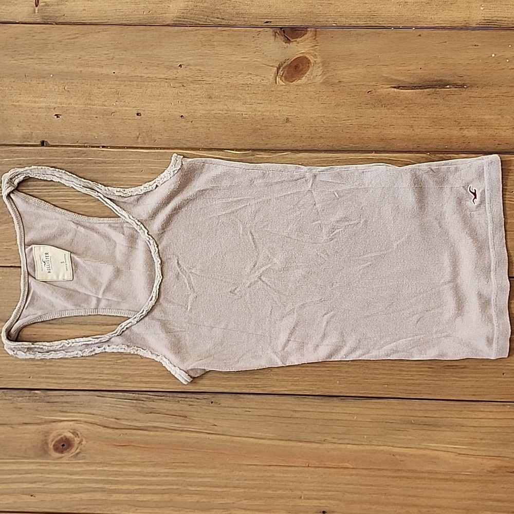 Hollister HCO Tan Tank Top with Lace Detailing